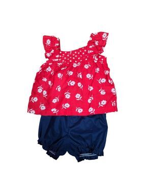 Carter's Girls 6mos Red Blue Shorts Outfit, NWT 2-Piece Set